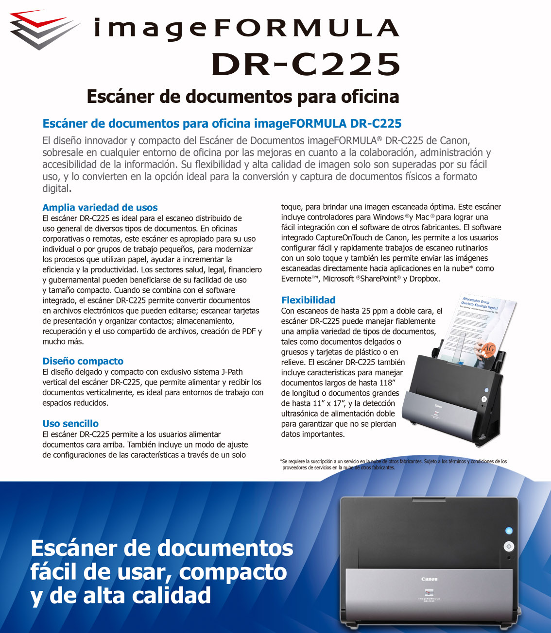 Escáner documental canon imageformula p-215ii con alimentador de documentos  adf/ doble cara